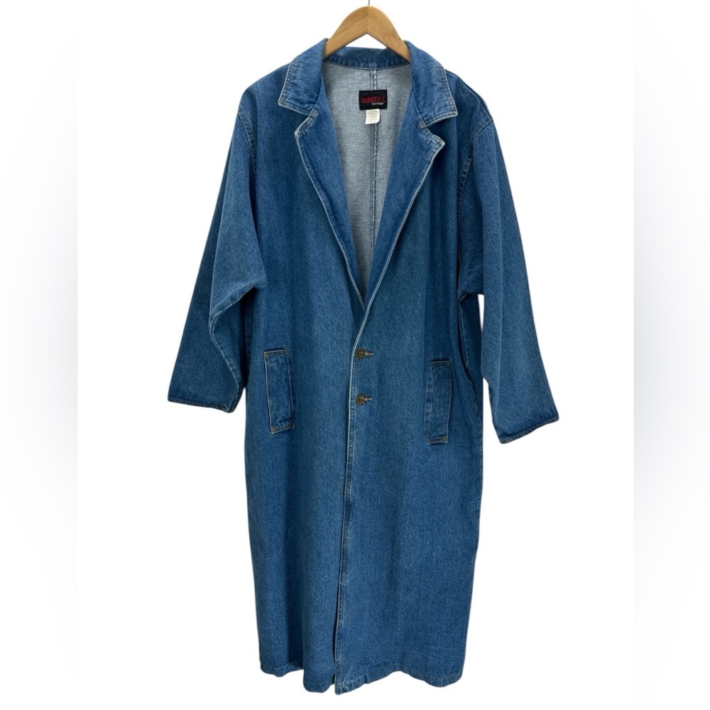 Sunbelt Vintage Long Denim Duster Coat Oversized One Size 80s 90s Western Boho